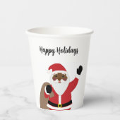 アフリカンアメリカンブラックサンタクロース紙カップ 紙コップ (正面)