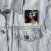 アフリカンアメリカンブラック女神クイーンファンタジーアートB 缶バッジ (インサイチュ)