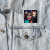 アフリカンアメリカンブラック女神クイーンファンタジーアートB 缶バッジ (インサイチュ)