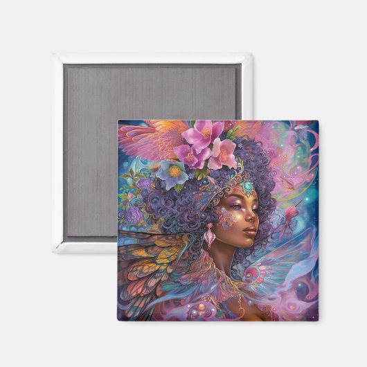 アフリカンアメリカンブラック女神クイーンファンタジーアートM マグネット (正面/裏面)