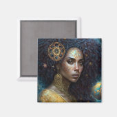 アフリカンアメリカンブラック女神クイーンファンタジーアートM マグネット (正面/裏面)