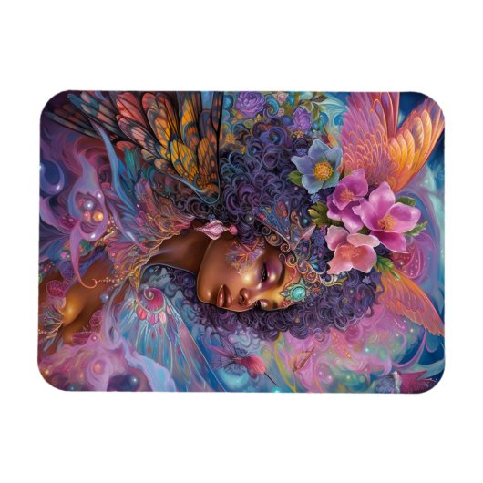 アフリカンアメリカンブラック女神クイーンファンタジーアートM マグネット (横)