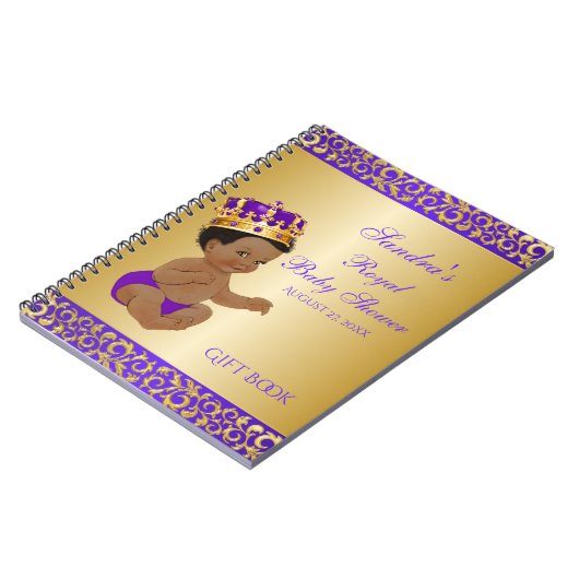 アフリカンアメリカンプリンスパープル金ゴールドギフトゲスト ノートブック (左側)