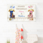 アフリカンアメリカンプリンス&プリンセスツインズボーイガール 横断幕 (インサイチュ)