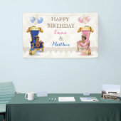 アフリカンアメリカンプリンス&プリンセスツインズボーイガール 横断幕 (トレードショー)