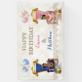 アフリカンアメリカンプリンス&プリンセスツインズボーイガール 横断幕 (縦)