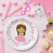 アフリカンアメリカンプリンセスアンドドラゴン誕生日 ペーパープレート (パーティー)