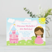 アフリカンアメリカンプリンセスアンドドラゴン誕生日 招待状 (スタンド正面)