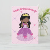 アフリカンアメリカンプリンセスガールカスタム誕生日 カード (スタンド正面)