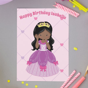 アフリカンアメリカンプリンセスガールカスタム誕生日 カード