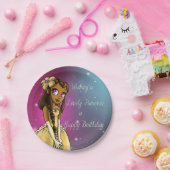 アフリカンアメリカンプリンセスラブル誕生日 ペーパープレート (パーティー)