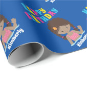 アフリカンアメリカンプールパーティーガールカスタム誕生日 ラッピングペーパー (ロールコーナー)