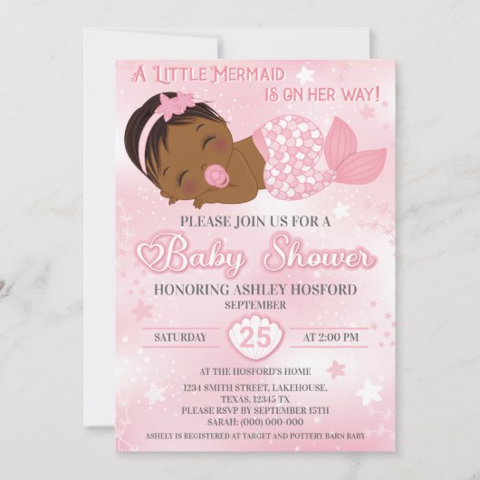アフリカンアメリカンベビーガールシャワー招待状 招待状 (正面)