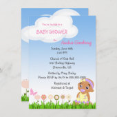 アフリカンアメリカンベビーガールシャワー招待状 案内状 (正面/裏面)