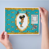 アフリカンアメリカンベビーガールティール（緑がかった色）金ゴールドチップバッグ チラシ (手)