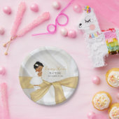 アフリカンアメリカンベビーガールバプテスマ《キリスト教》洗礼式や命名式 ペーパープレート (パーティー)