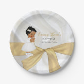 アフリカンアメリカンベビーガールバプテスマ《キリスト教》洗礼式や命名式 ペーパープレート (正面)