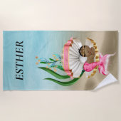 アフリカンアメリカンベビーガールビーチタオル ビーチタオル (正面)