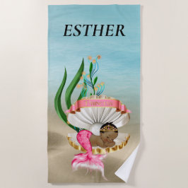 アフリカンアメリカンベビーガールビーチタオル ビーチタオル