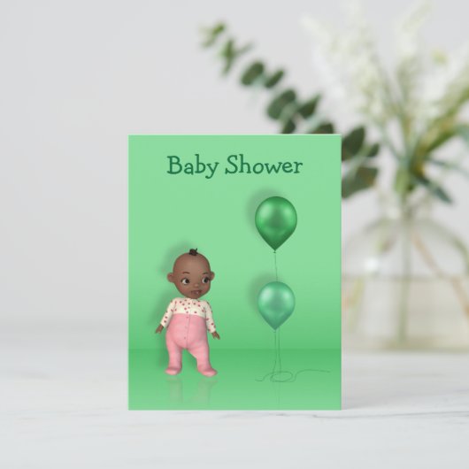 アフリカンアメリカンベビーガールベビーシャワー招待状 招待状 (スタンド正面)