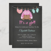 アフリカンアメリカンベビーガールベビーシャワー招待状 招待状 (正面/裏面)