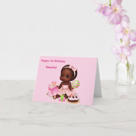 アフリカンアメリカンベビーガール誕生日カード カード (蘭)