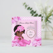 アフリカンアメリカンベビーシャワーガールスウィートベビー 招待状 (スタンド正面)