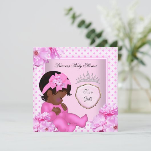 アフリカンアメリカンベビーシャワーガールスウィートベビー 招待状 (スタンド正面)