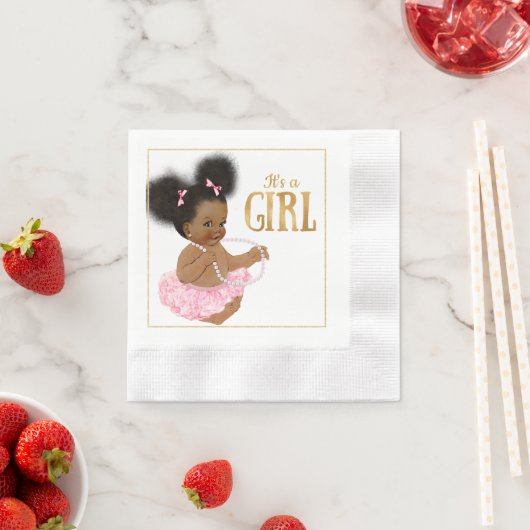 アフリカンアメリカンベビーシャワー紙ナプキンス 縁ありカクテルナプキン (インサイチュ)