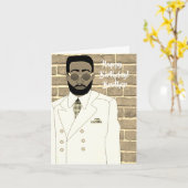 アフリカンアメリカンホワイトスーツブラザー誕生日 カード (黄色い花)