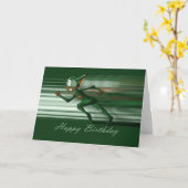 アフリカンアメリカンボーイスーパーヒーローグリーン誕生日 カード (黄色い花)