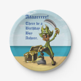 アフリカンアメリカンボーイパイレーツ誕生日 ペーパープレート