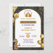 アフリカンアメリカンボーイプリンス誕生日招待状 招待状 (正面)