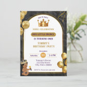 アフリカンアメリカンボーイプリンス誕生日招待状 招待状 (スタンド正面)