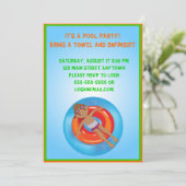 アフリカンアメリカンボーイプール誕生日招待状 招待状 (スタンド正面)