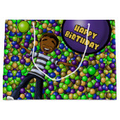 アフリカンアメリカンボーイ誕生日 ラージペーパーバッグ (正面)