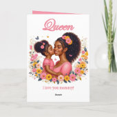 アフリカンアメリカンママ&ドーターピンク誕生日 カード (裏面)