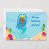 アフリカンアメリカンマーメイドガールカスタム子供の誕生日 カード (正面)