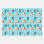 アフリカンアメリカンマーメイドガールキッズカスタム誕生日 ラッピングペーパーシート (正面2)