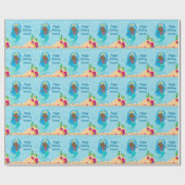 アフリカンアメリカンマーメイドガールキッズカスタム誕生日 ラッピングペーパー (フラット)