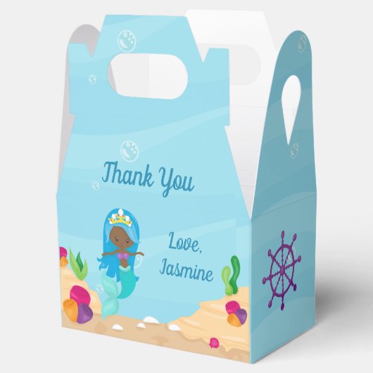 アフリカンアメリカンマーメイドガール子供の誕生日パーティー フェイバーボックス (オープン)