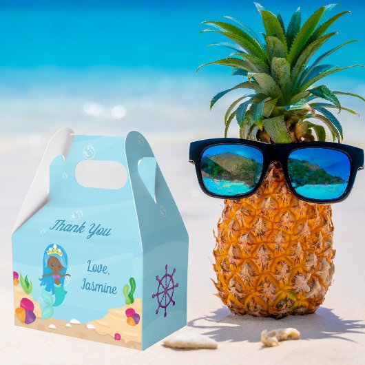 アフリカンアメリカンマーメイドガール子供の誕生日パーティー フェイバーボックス