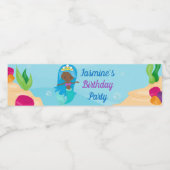 アフリカンアメリカンマーメイドガール子供の誕生日パーティー ペットボトルラベル (シングルラベル)