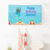 アフリカンアメリカンマーメイドガール子供の誕生日パーティー 横断幕 (インサイチュ)
