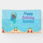 アフリカンアメリカンマーメイドガール子供の誕生日パーティー 横断幕 (横)
