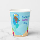 アフリカンアメリカンマーメイドガール子供の誕生日パーティー 紙コップ (裏面)