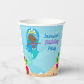 アフリカンアメリカンマーメイドガール子供の誕生日パーティー 紙コップ (正面)
