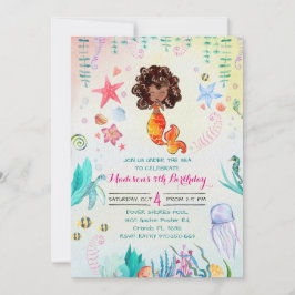 アフリカンアメリカンマーメイドパーティの招待状 招待状