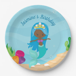 アフリカンアメリカンマーメイド子供の誕生日パーティー ペーパープレート