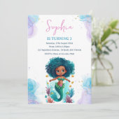 アフリカンアメリカンマーメイド誕生日招待状 招待状 (スタンド正面)